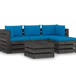 VidaXL 5-delige Loungeset met kussens grijs geïmpregneerd hout