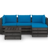 VidaXL 5-delige Loungeset met kussens grijs geïmpregneerd hout