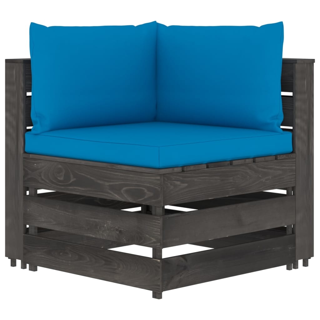 VidaXL 5-delige Loungeset met kussens grijs geïmpregneerd hout