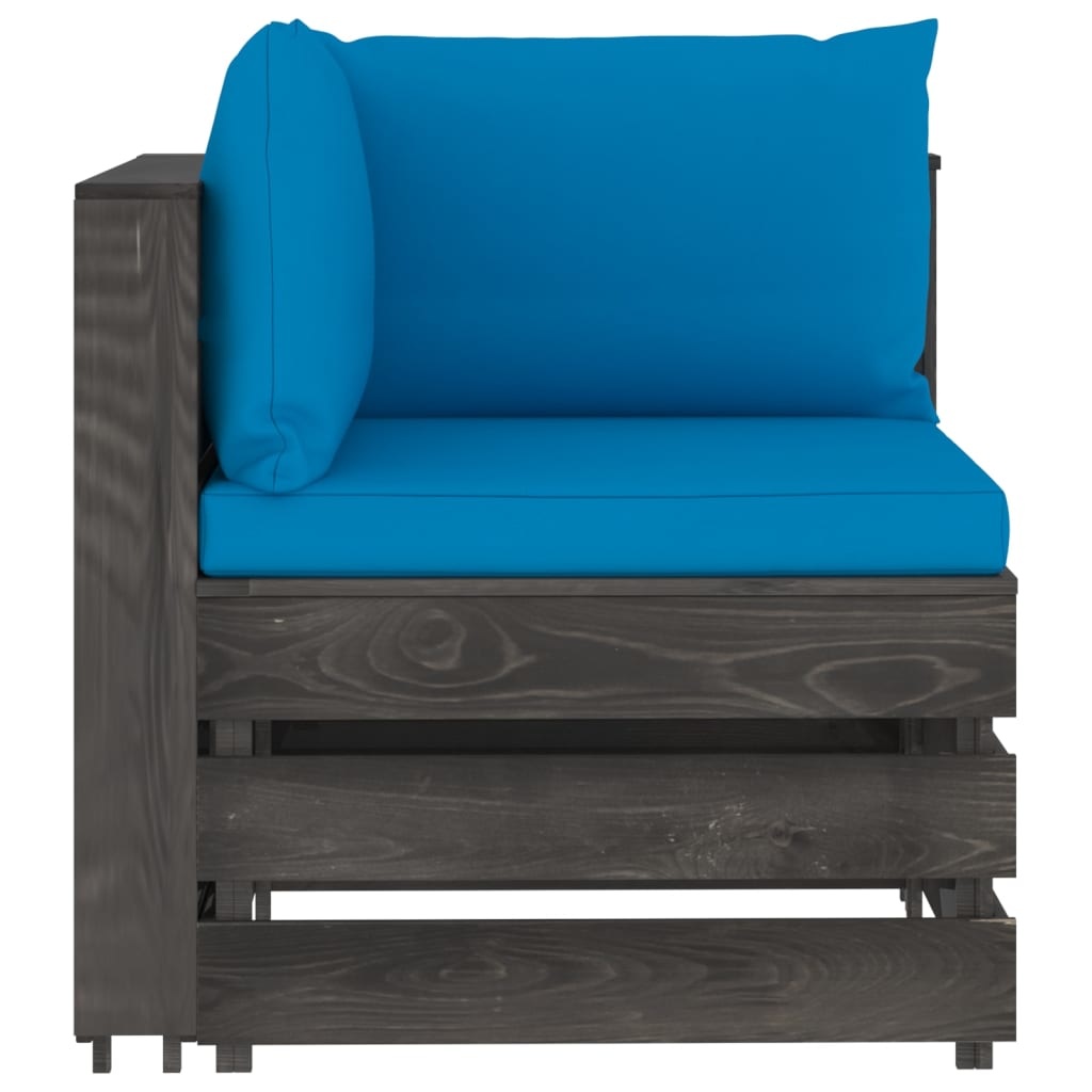 VidaXL 5-delige Loungeset met kussens grijs geïmpregneerd hout