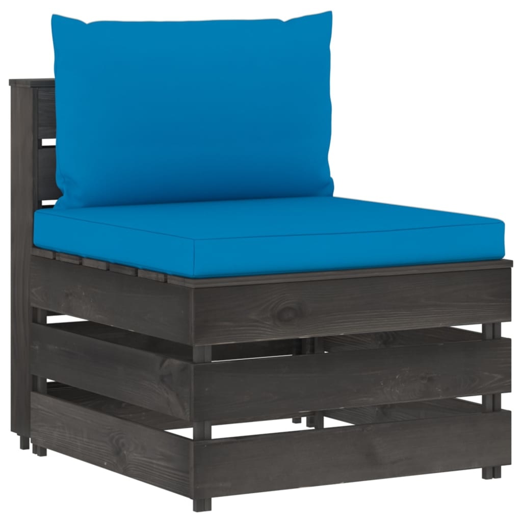 VidaXL 5-delige Loungeset met kussens grijs geïmpregneerd hout