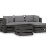 VidaXL 5-delige Loungeset met kussens grijs geïmpregneerd hout