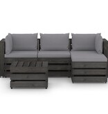 VidaXL 5-delige Loungeset met kussens grijs geïmpregneerd hout