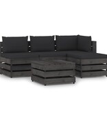 VidaXL 5-delige Loungeset met kussens grijs geïmpregneerd hout