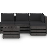 VidaXL 5-delige Loungeset met kussens grijs geïmpregneerd hout