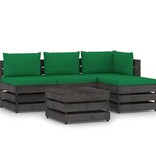 VidaXL 5-delige Loungeset met kussens grijs geïmpregneerd hout