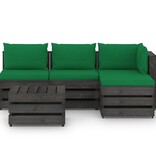 VidaXL 5-delige Loungeset met kussens grijs geïmpregneerd hout