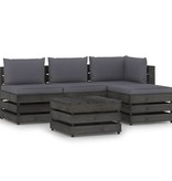 VidaXL 5-delige Loungeset met kussens grijs geïmpregneerd hout