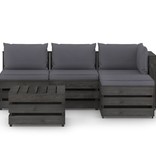 VidaXL 5-delige Loungeset met kussens grijs geïmpregneerd hout