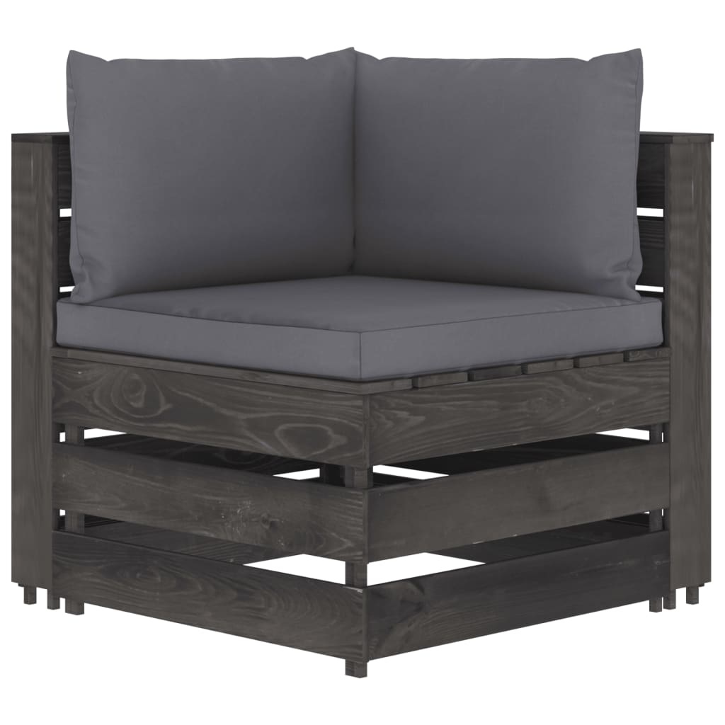 VidaXL 5-delige Loungeset met kussens grijs geïmpregneerd hout