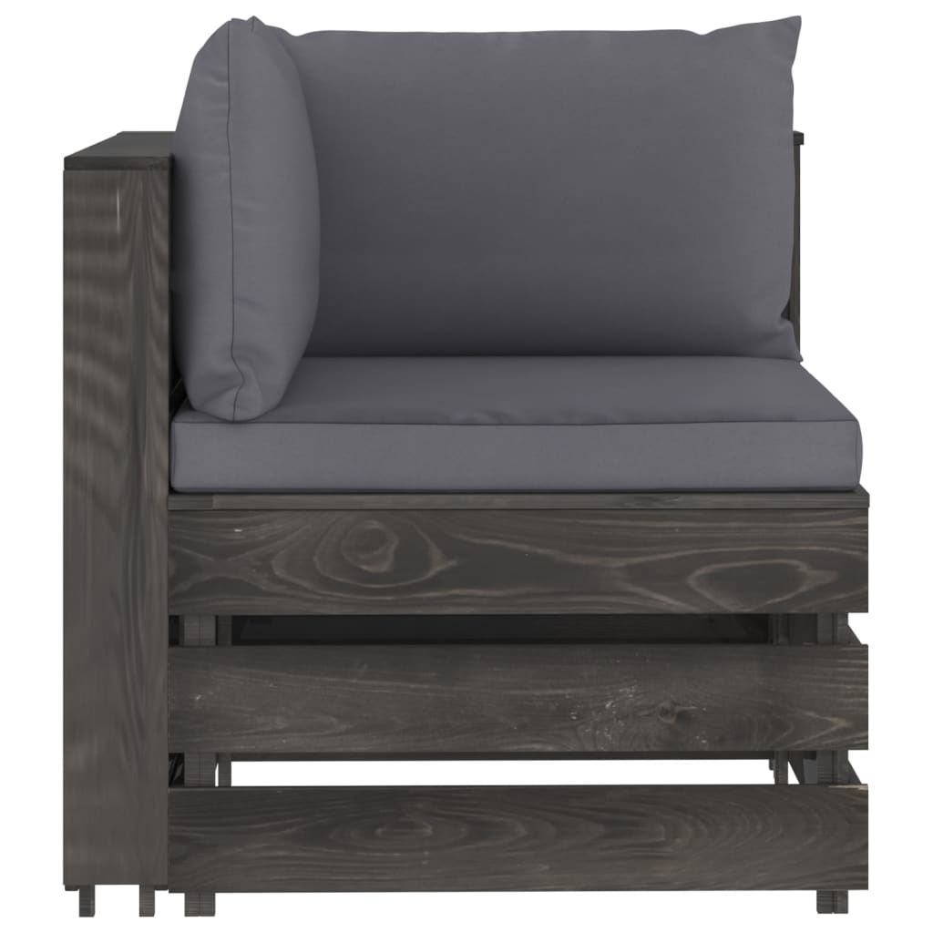VidaXL 5-delige Loungeset met kussens grijs geïmpregneerd hout