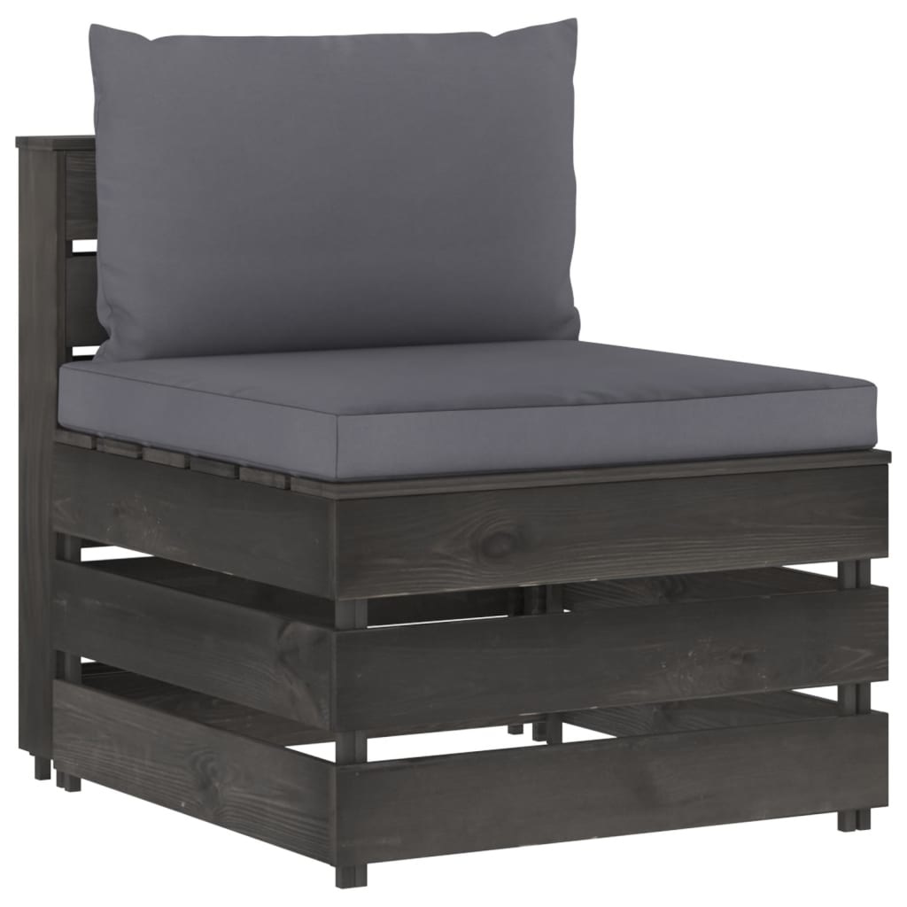 VidaXL 5-delige Loungeset met kussens grijs geïmpregneerd hout
