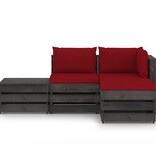 VidaXL 4-delige Loungeset met kussens grijs geïmpregneerd hout