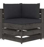 VidaXL 4-delige Loungeset met kussens grijs geïmpregneerd hout
