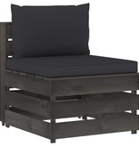 VidaXL 4-delige Loungeset met kussens grijs geïmpregneerd hout