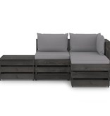 VidaXL 4-delige Loungeset met kussens grijs geïmpregneerd hout