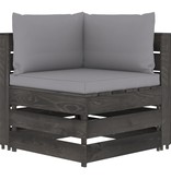 VidaXL 4-delige Loungeset met kussens grijs geïmpregneerd hout