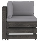 VidaXL 4-delige Loungeset met kussens grijs geïmpregneerd hout