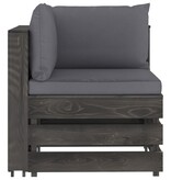 VidaXL 4-delige Loungeset met kussens grijs geïmpregneerd hout