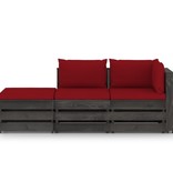 VidaXL 3-delige Loungeset met kussens grijs geïmpregneerd hout
