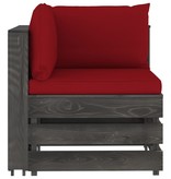 VidaXL 3-delige Loungeset met kussens grijs geïmpregneerd hout