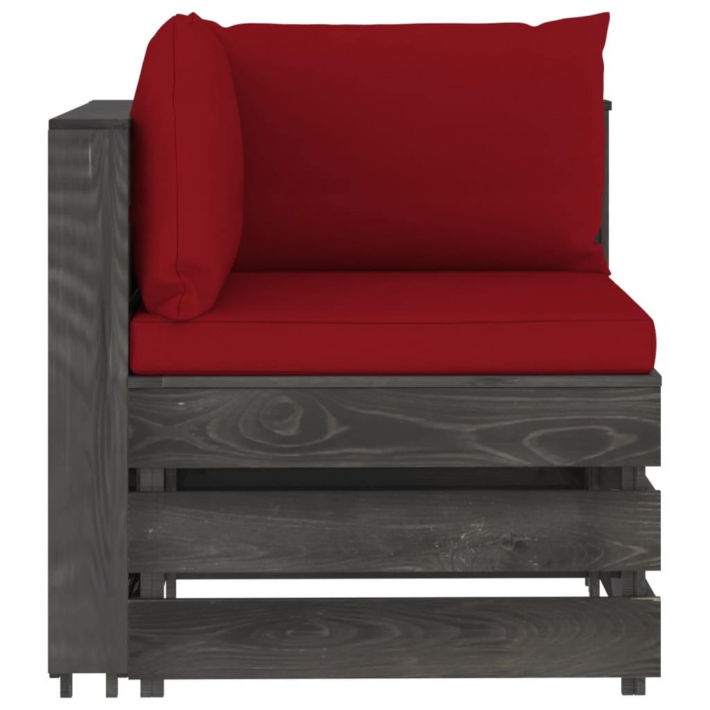 VidaXL 3-delige Loungeset met kussens grijs geïmpregneerd hout