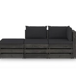 VidaXL 3-delige Loungeset met kussens grijs geïmpregneerd hout