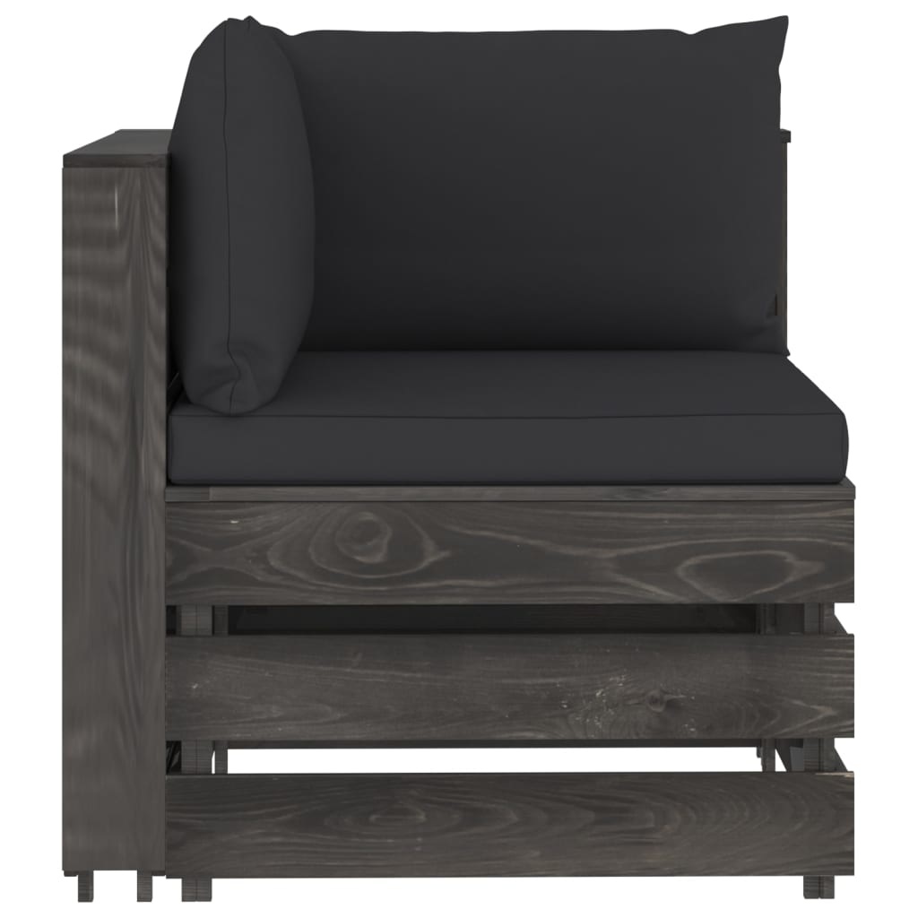 VidaXL 3-delige Loungeset met kussens grijs geïmpregneerd hout