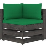 vidaXL 3-delige Loungeset met kussens grijs geïmpregneerd hout