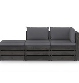 VidaXL 3-delige Loungeset met kussens grijs geïmpregneerd hout