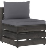 vidaXL 3-delige Loungeset met kussens grijs geïmpregneerd hout