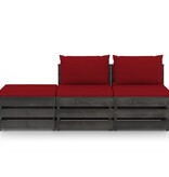 VidaXL 3-delige Loungeset met kussens grijs geïmpregneerd hout
