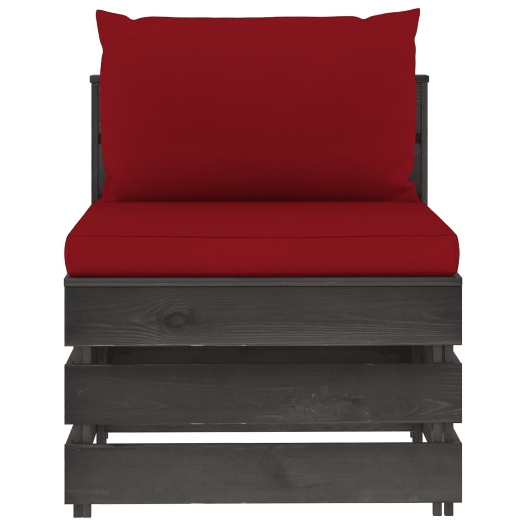 VidaXL 3-delige Loungeset met kussens grijs geïmpregneerd hout