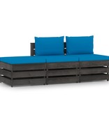 VidaXL 3-delige Loungeset met kussens grijs geïmpregneerd hout