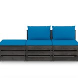 VidaXL 3-delige Loungeset met kussens grijs geïmpregneerd hout