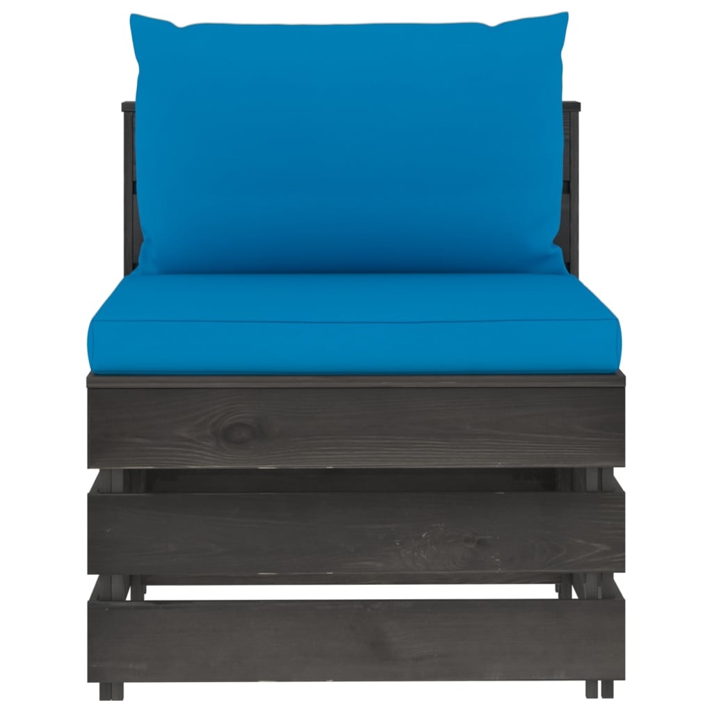 VidaXL 3-delige Loungeset met kussens grijs geïmpregneerd hout