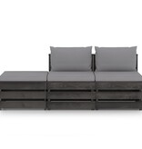 VidaXL 3-delige Loungeset met kussens grijs geïmpregneerd hout