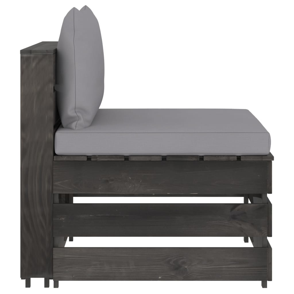 VidaXL 3-delige Loungeset met kussens grijs geïmpregneerd hout