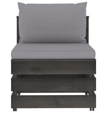 VidaXL 3-delige Loungeset met kussens grijs geïmpregneerd hout