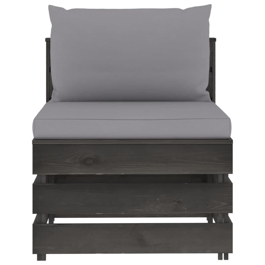 VidaXL 3-delige Loungeset met kussens grijs geïmpregneerd hout