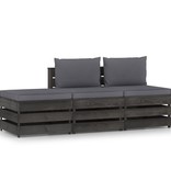VidaXL 3-delige Loungeset met kussens grijs geïmpregneerd hout