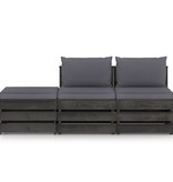 VidaXL 3-delige Loungeset met kussens grijs geïmpregneerd hout
