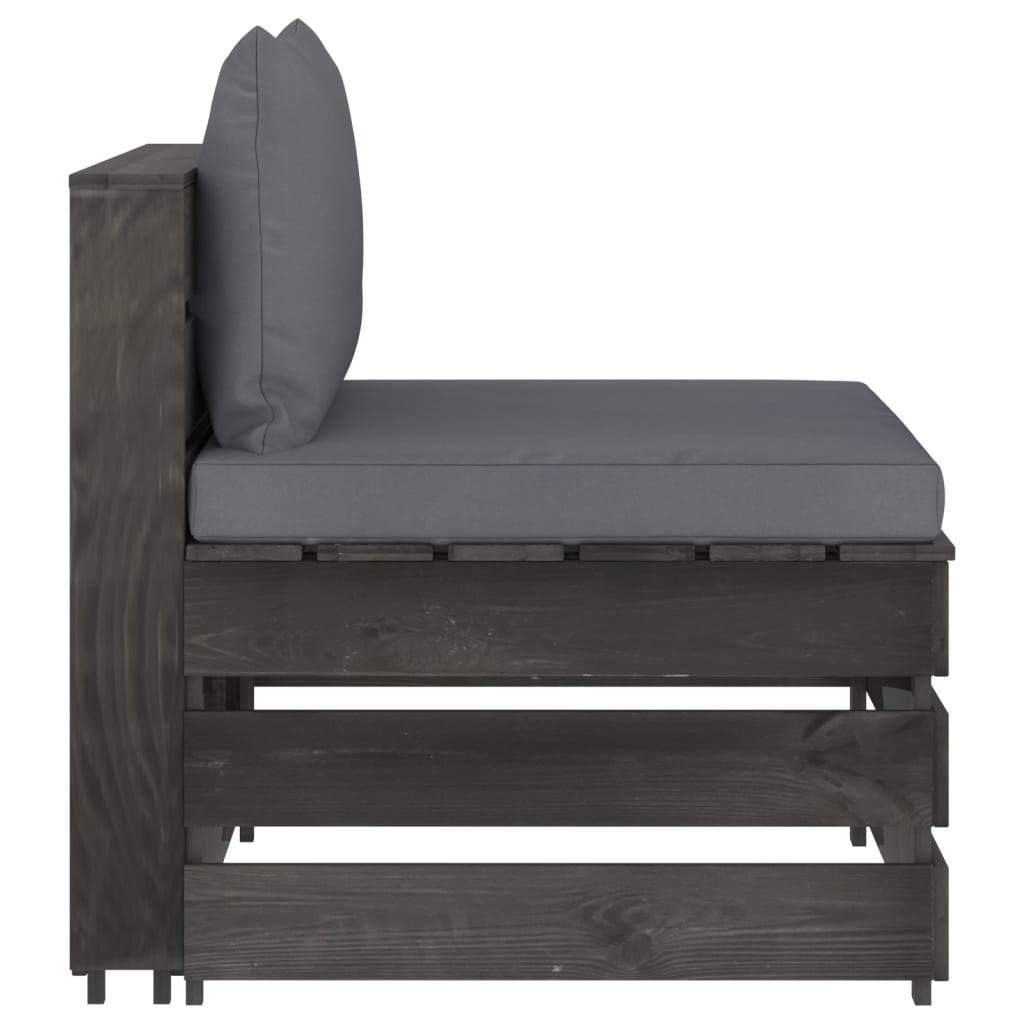 VidaXL 3-delige Loungeset met kussens grijs geïmpregneerd hout