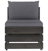 VidaXL 3-delige Loungeset met kussens grijs geïmpregneerd hout