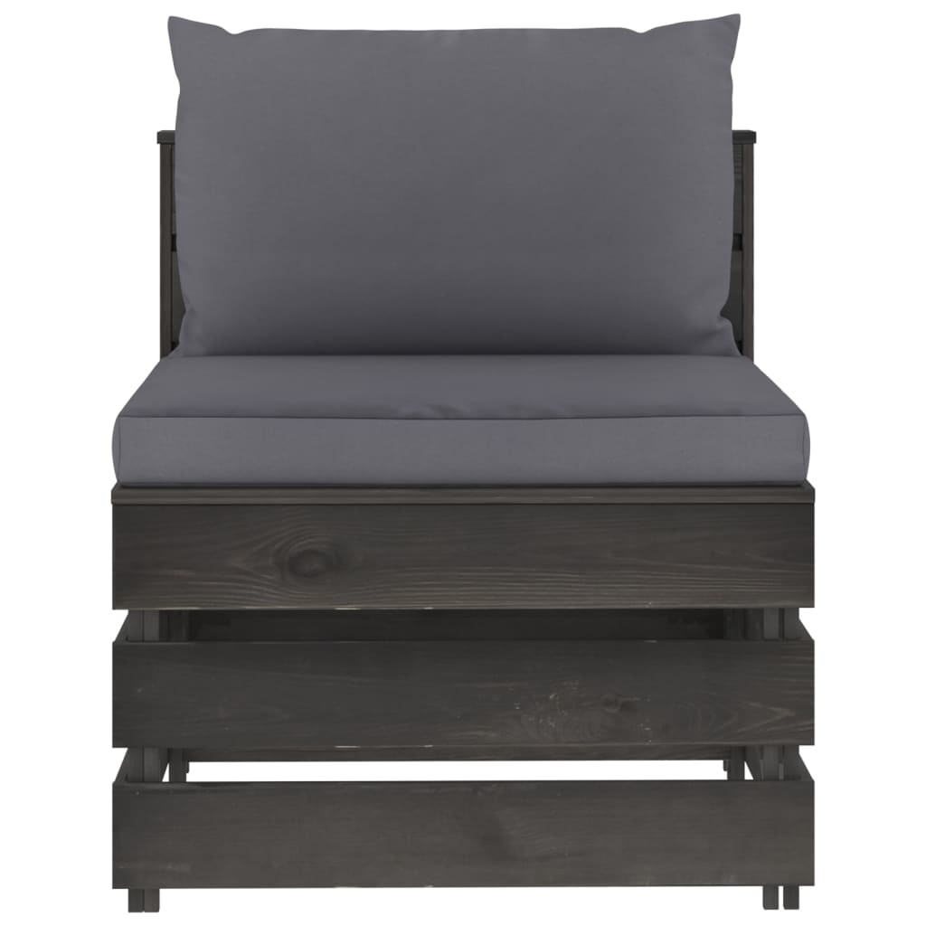 VidaXL 3-delige Loungeset met kussens grijs geïmpregneerd hout