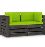 VidaXL Tuinbank 2-zits met kussens grijs geïmpregneerd hout