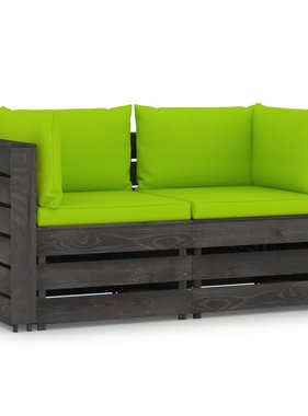 VidaXL Tuinbank 2-zits met kussens grijs geïmpregneerd hout