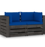 VidaXL Tuinbank 2-zits met kussens grijs geïmpregneerd hout