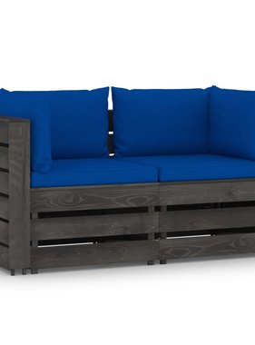 VidaXL Tuinbank 2-zits met kussens grijs geïmpregneerd hout