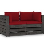 VidaXL Tuinbank 2-zits met kussens grijs geïmpregneerd hout